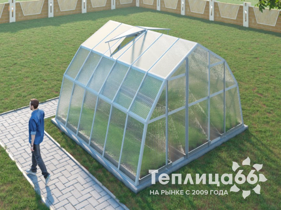 Теплица Рада Каспий из поликарбоната, 4х4 метра, белая